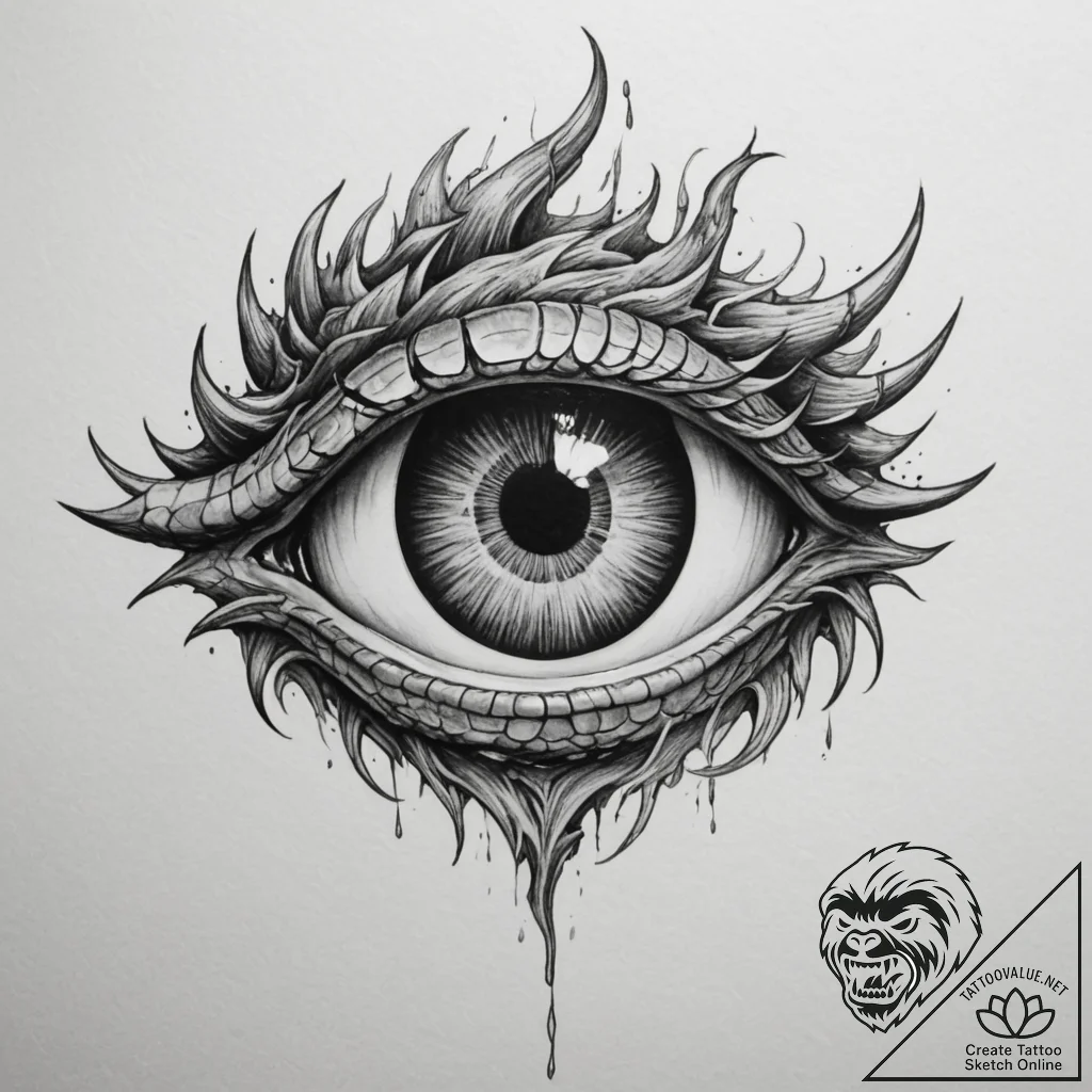 Tattoo design a dragon's eye, intense and anc... - tattoo sketch (№1755360117_0, 16.08.2025 16:01) — tattoovalue.net