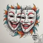 Theater masks (comedy and tragedy) (is there,… – tattoo sketch (№1755360516_0, 16.08.2025 16:08) — tattoovalue.net