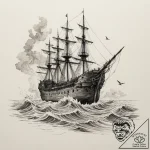 The eerie beauty of a shipwreck visible just… – tattoo sketch (№1755361119_0, 16.08.2025 16:18) — tattoovalue.net