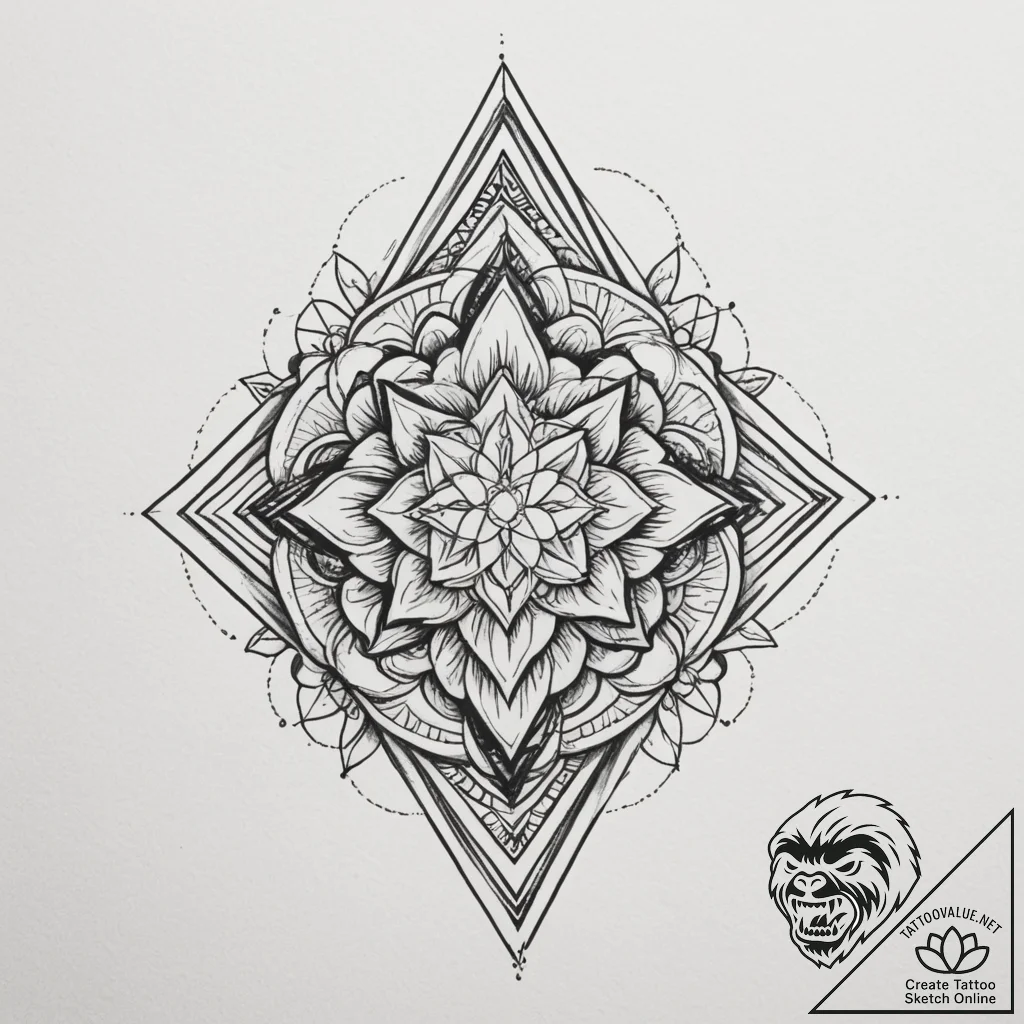 Tattoo sketch a series of interconnected geom... - tattoo sketch (№1755361922_0, 16.08.2025 16:32) — tattoovalue.net