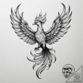 Tattoo design a phoenix, majestically flying... - tattoo sketch (№1755362318_0, 16.08.2025 16:38) — tattoovalue.net