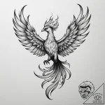 Tattoo design a phoenix, majestically flying… – tattoo sketch (№1755362318_0, 16.08.2025 16:38) — tattoovalue.net