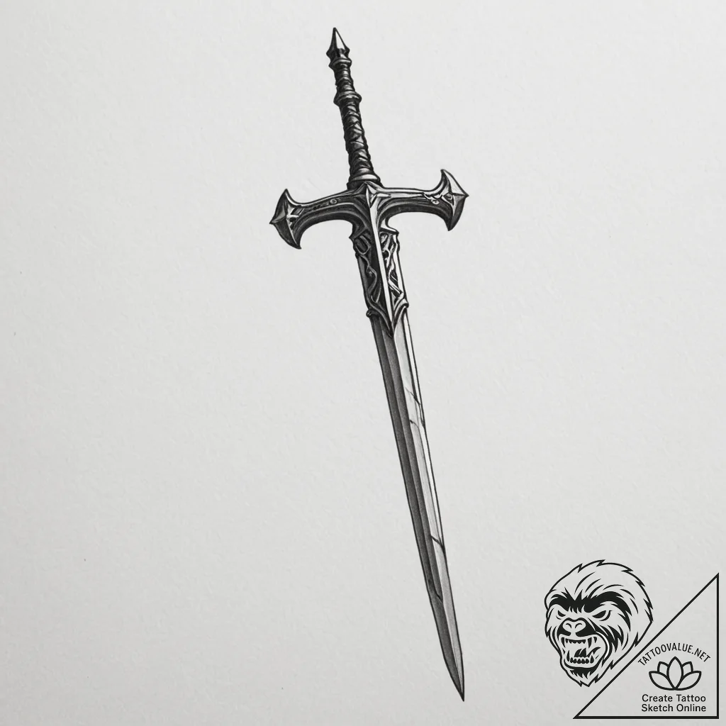 A broken sword of a knight - tattoo sketch (№1755362515_0, 16.08.2025 16:41) — tattoovalue.net