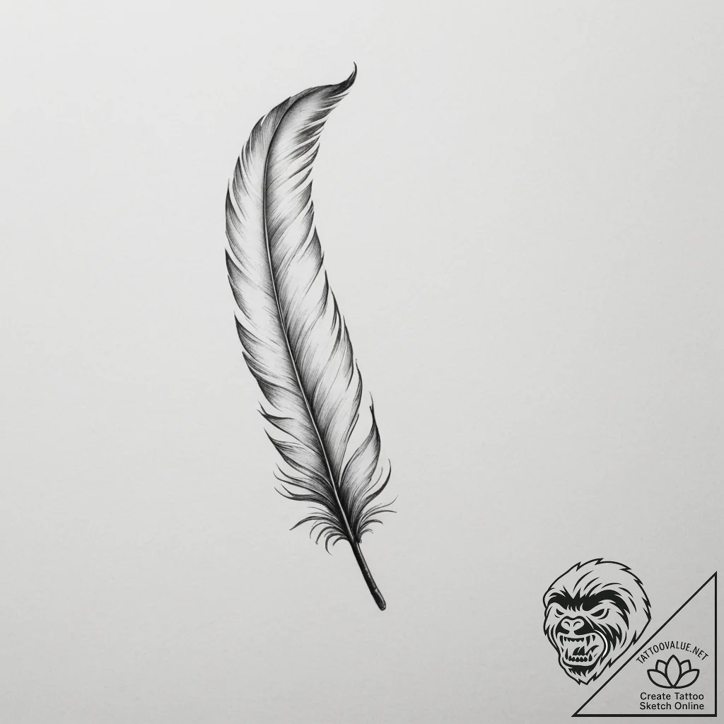 A burning feather - tattoo sketch (№1755363308_0, 16.08.2025 16:55) — tattoovalue.net