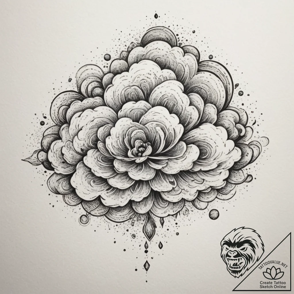 Tattoo sketch a powerful, swirling cloud form... - tattoo sketch (№1755363511_0, 16.08.2025 16:58) — tattoovalue.net
