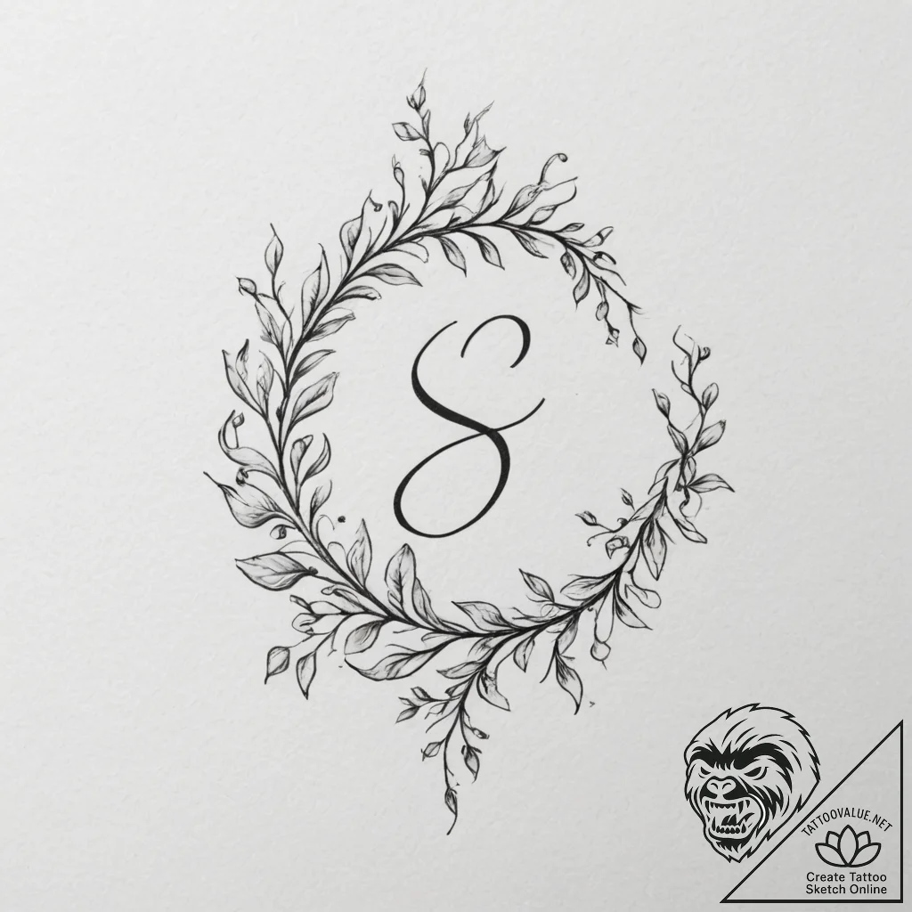 Tattoo design a flowing vine with small leave... - tattoo sketch (№1755364937_0, 16.08.2025 17:22) — tattoovalue.net