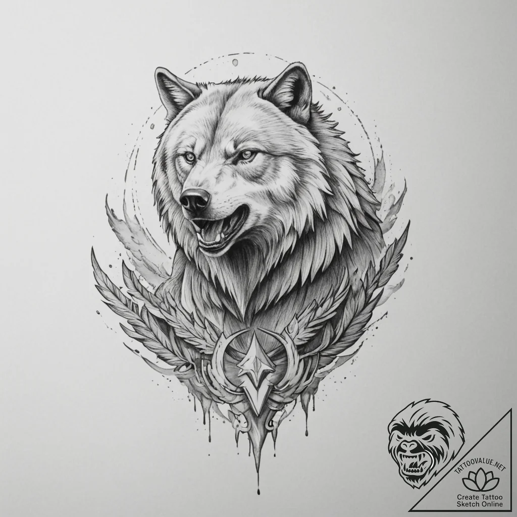 Tattoo sketch a warrior's spirit animal (e.g.... - tattoo sketch (№1755365958_0, 16.08.2025 17:39) — tattoovalue.net