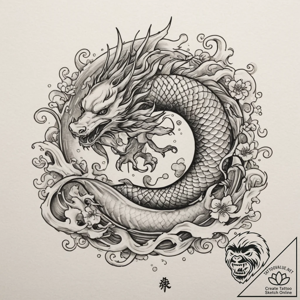 Tattoo sketch a zodiac animal trying to escap... - tattoo sketch (№1755366996_0, 16.08.2025 17:56) — tattoovalue.net