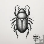 Scarab, tattoo drawing outline, muted color p… – tattoo sketch (№1755367611_0, 16.08.2025 18:06) — tattoovalue.net
