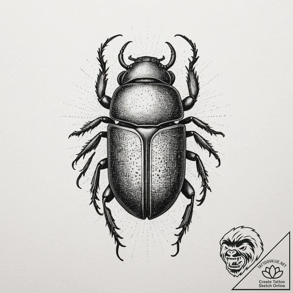 Scarab, tattoo drawing outline, muted color p... - tattoo sketch (№1755367611_0, 16.08.2025 18:06) — tattoovalue.net