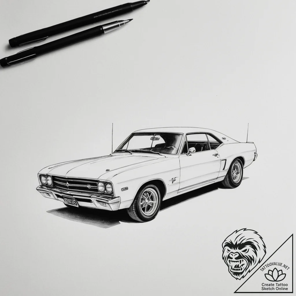 Car - tattoo sketch (№1755368012_0, 16.08.2025 18:13) — tattoovalue.net