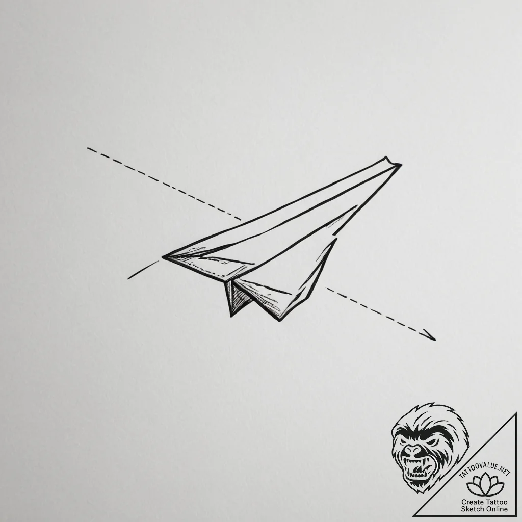 Tattoo design a tiny paper airplane taking of... - tattoo sketch (№1755370225_0, 16.08.2025 18:50) — tattoovalue.net
