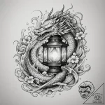 An antique lantern casting long shadows, tatt… – tattoo sketch (№1755370422_0, 16.08.2025 18:53) — tattoovalue.net