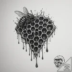 A close-up of a fresh piece of honeycomb, dri… – tattoo sketch (№1755370621_0, 16.08.2025 18:57) — tattoovalue.net