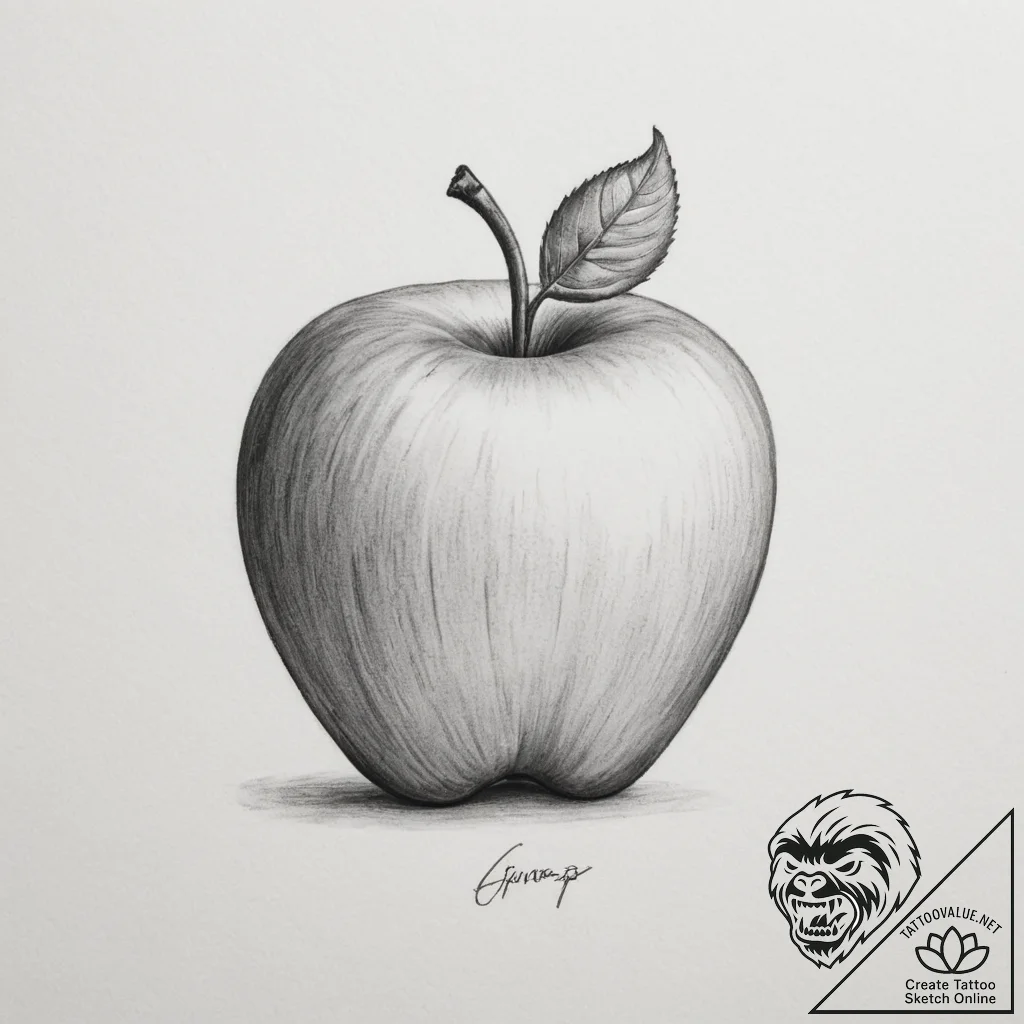 Apple - tattoo sketch (№1755372211_0, 16.08.2025 19:23) — tattoovalue.net