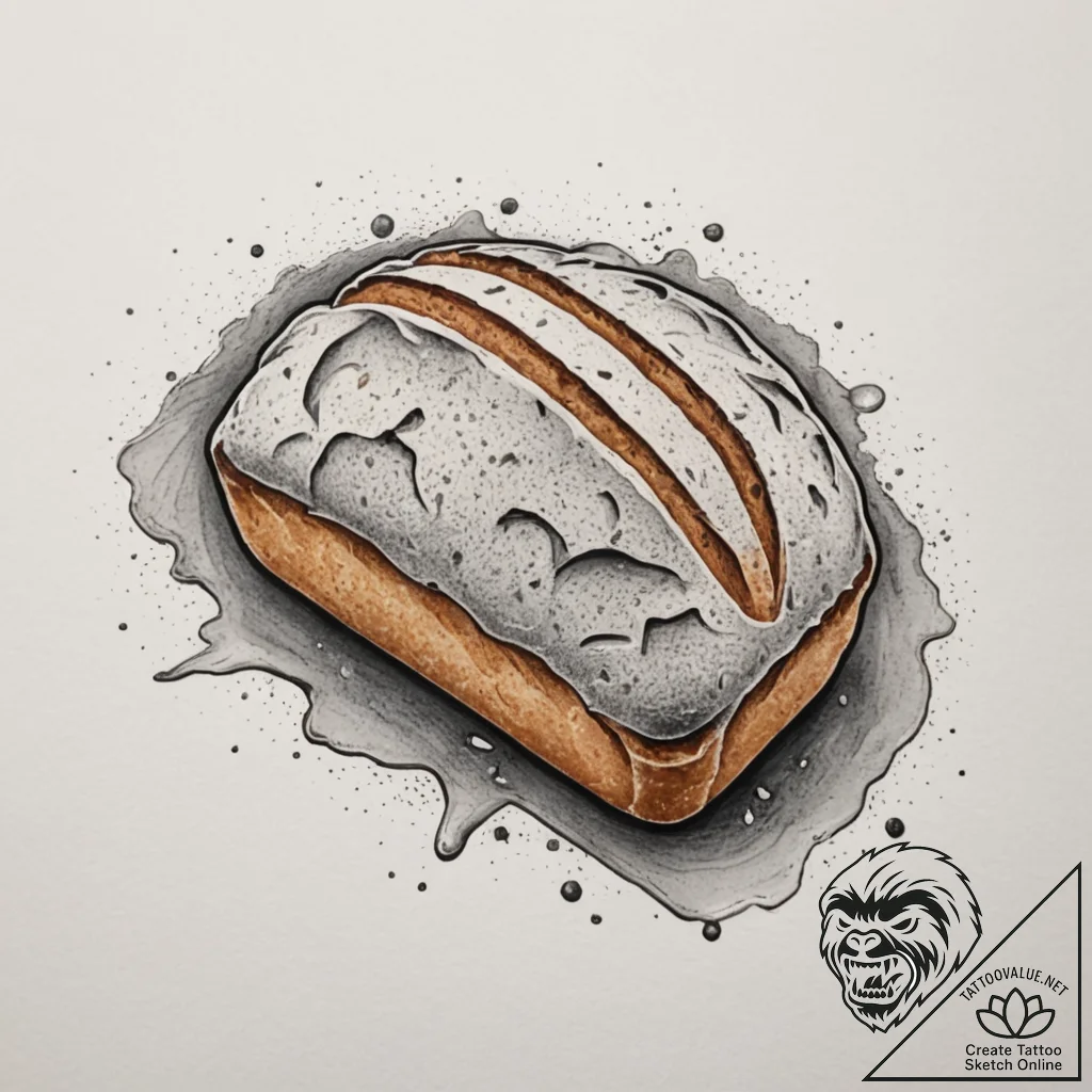 A rustic, overhead shot of a freshly baked so... - tattoo sketch (№1755372801_0, 16.08.2025 19:33) — tattoovalue.net