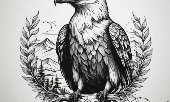 Tattoo design a stylized raven or eagle watch... - tattoo sketch (№1755373196_0, 16.08.2025 19:39) — tattoovalue.net