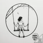 Tattoo design a silhouette of a girl on a swi… – tattoo sketch (№1755374584_0, 16.08.2025 20:03) — tattoovalue.net
