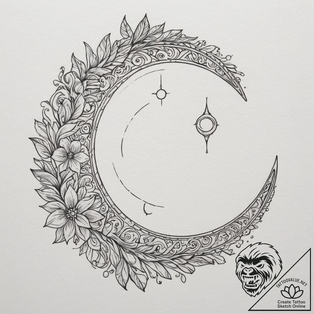 Tattoo sketch a 'moon' on one, a 'star' on th... - tattoo sketch (№1755374785_0, 16.08.2025 20:06) — tattoovalue.net