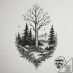 Tattoo sketch an ethereal mist rising from a… – tattoo sketch (№1755375376_0, 16.08.2025 20:16) — tattoovalue.net