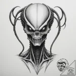A xenomorph from alien – tattoo sketch (№1755375769_0, 16.08.2025 20:22) — tattoovalue.net