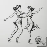 Tattoo design a pair of dancing figures in a… – tattoo sketch (№1755376365_0, 16.08.2025 20:32) — tattoovalue.net