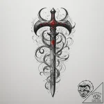 Tattoo sketch a pixelated sword or axe emergi… – tattoo sketch (№1755376771_0, 16.08.2025 20:39) — tattoovalue.net
