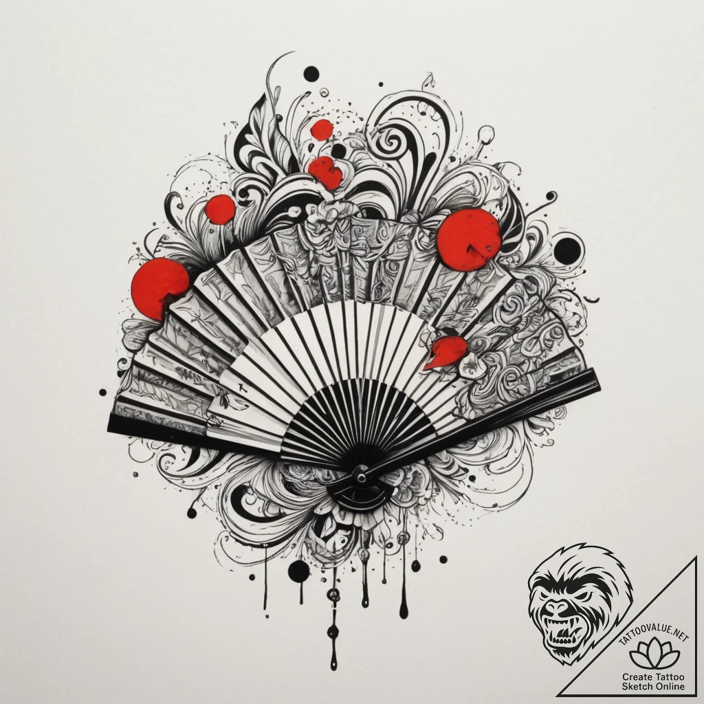Tattoo design a small, ornate fan., tattoo li... - tattoo sketch (№1755378373_0, 16.08.2025 21:06) — tattoovalue.net