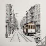 A street-level view of the iconic cable cars… – tattoo sketch (№1755379372_0, 16.08.2025 21:22) — tattoovalue.net