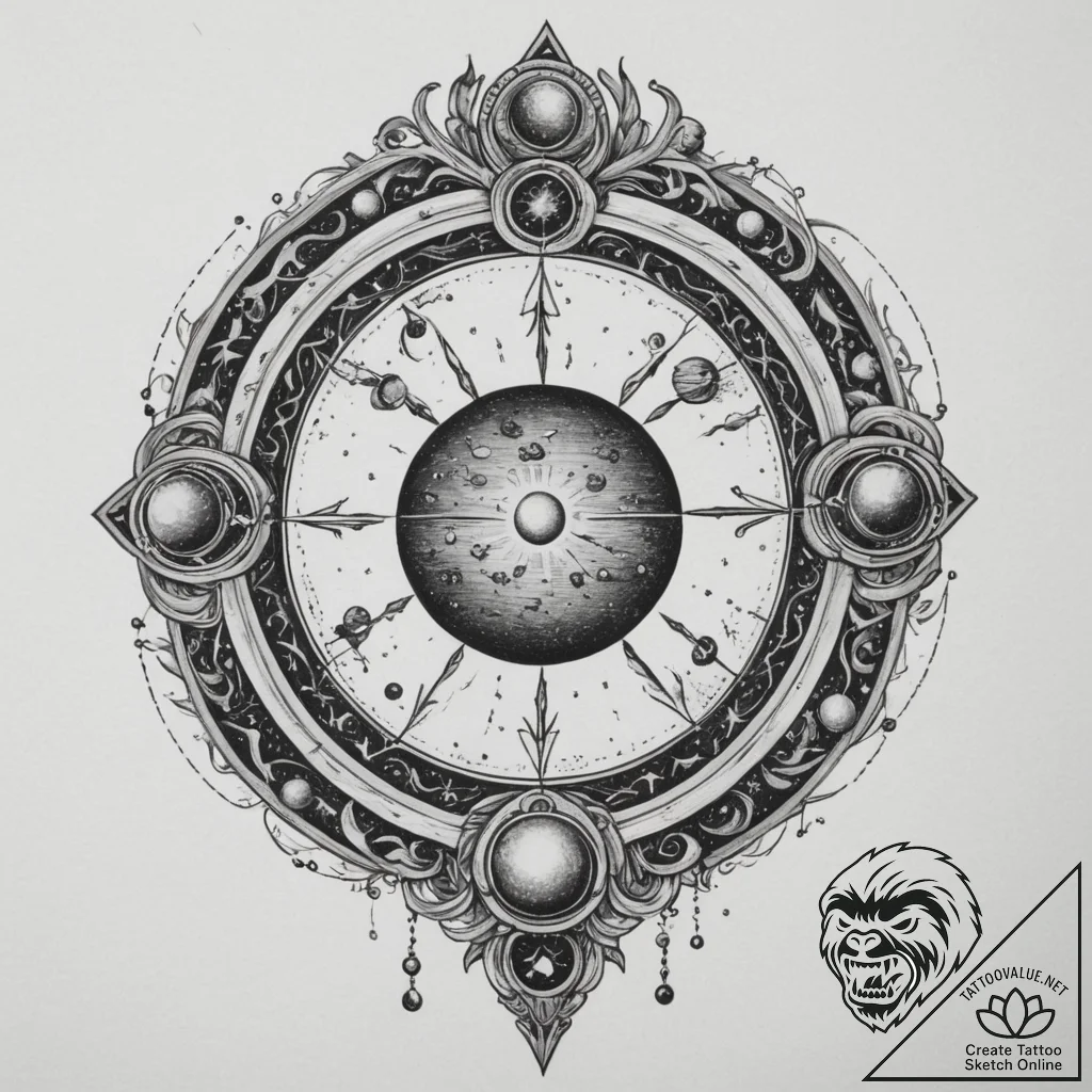 Tattoo sketch a zodiac glyph with its corresp... - tattoo sketch (№1755379773_0, 16.08.2025 21:29) — tattoovalue.net