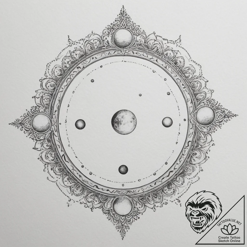 Tattoo design a moon phases sequence, with on... - tattoo sketch (№1755379972_0, 16.08.2025 21:32) — tattoovalue.net