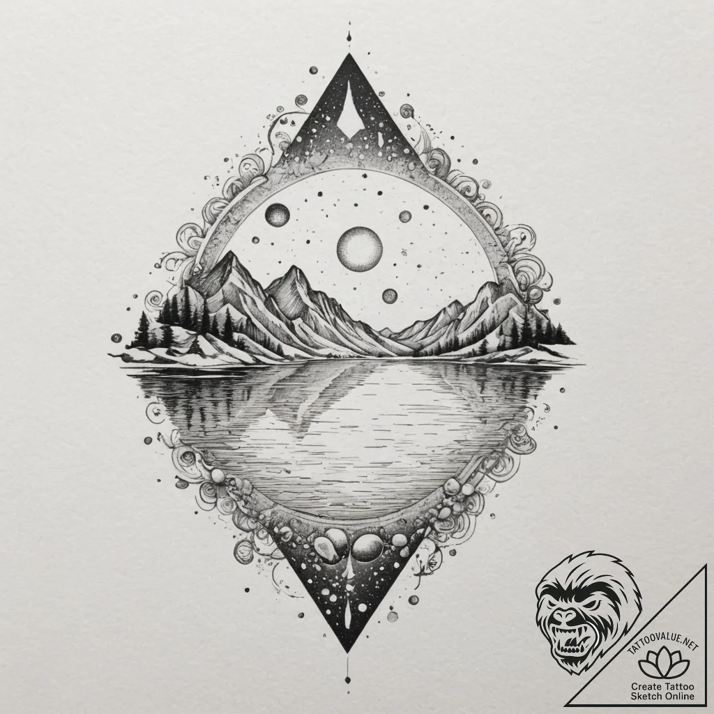 Tattoo design a subtle reflection of a dream... - tattoo sketch (№1755380172_0, 16.08.2025 21:36) — tattoovalue.net