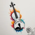 Violin, tattoo line art, vibrant colors, full… – tattoo sketch (№1755380570_0, 16.08.2025 21:42) — tattoovalue.net