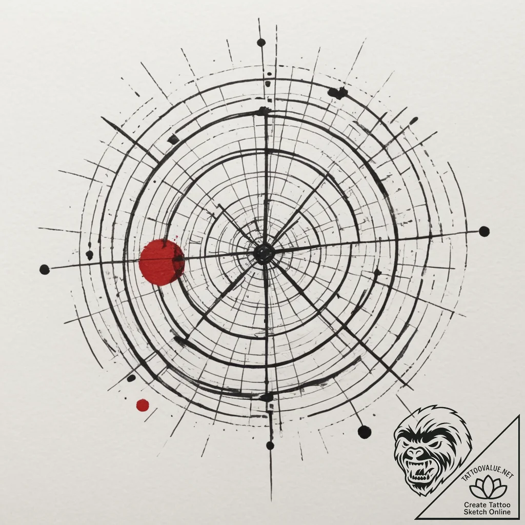 Tattoo design an abstract radar sweep pattern... - tattoo sketch (№1755380769_0, 16.08.2025 21:46) — tattoovalue.net
