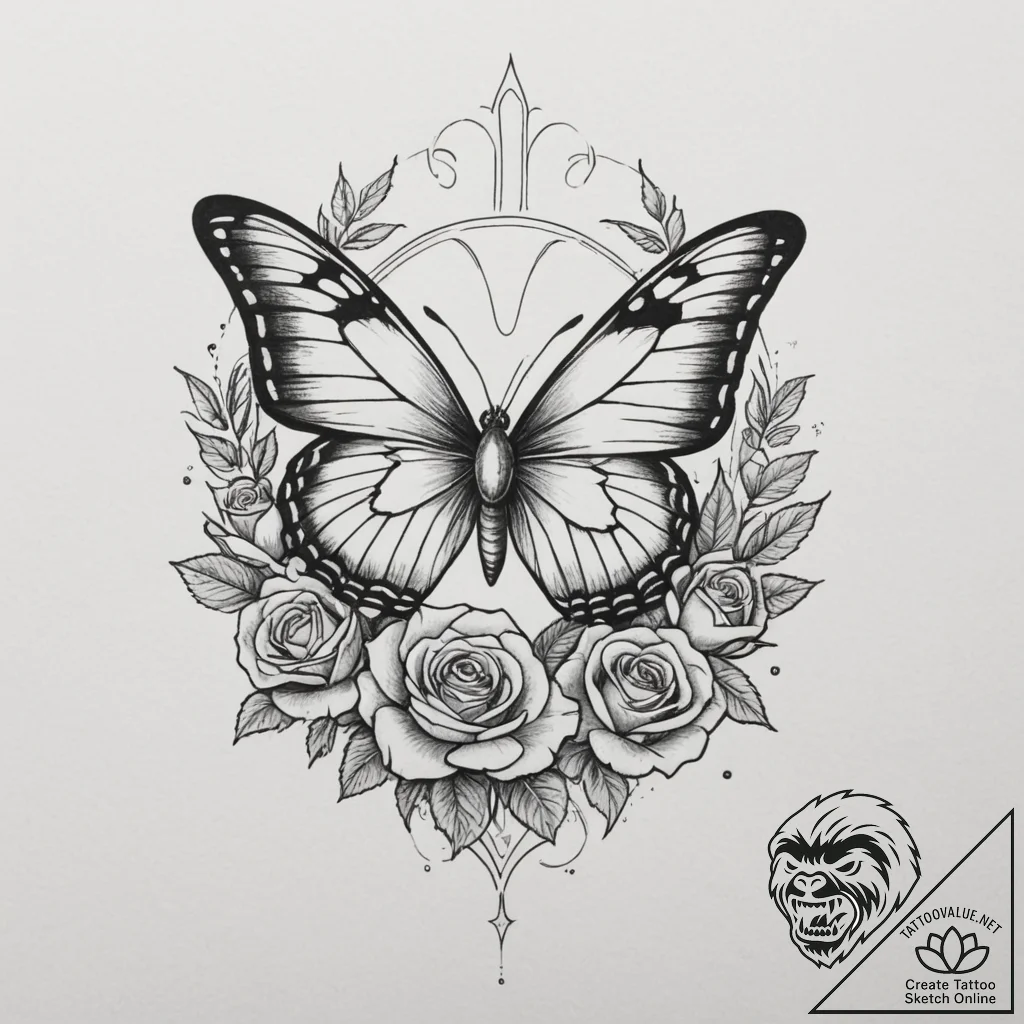 Tattoo sketch a butterfly or bird (spirit ani... - tattoo sketch (№1755380969_0, 16.08.2025 21:49) — tattoovalue.net