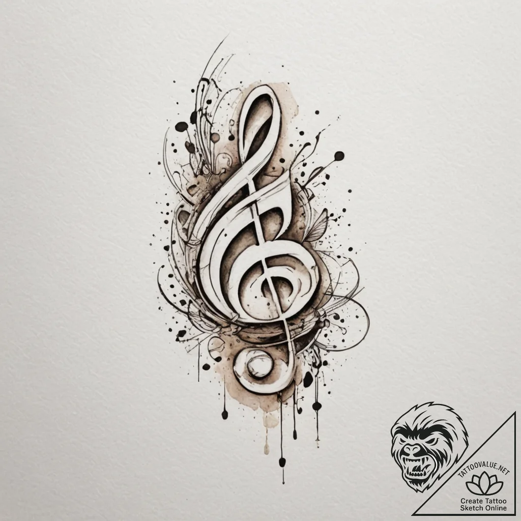 Tattoo sketch a sheet music segment that spel... - tattoo sketch (№1755382373_0, 16.08.2025 22:12) — tattoovalue.net