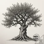 An old, gnarled olive tree in a grove in gree… – tattoo sketch (№1755385741_0, 16.08.2025 23:09) — tattoovalue.net