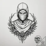 Ninja, concept art for tattoo, on a clean whi… – tattoo sketch (№1755385939_0, 16.08.2025 23:12) — tattoovalue.net