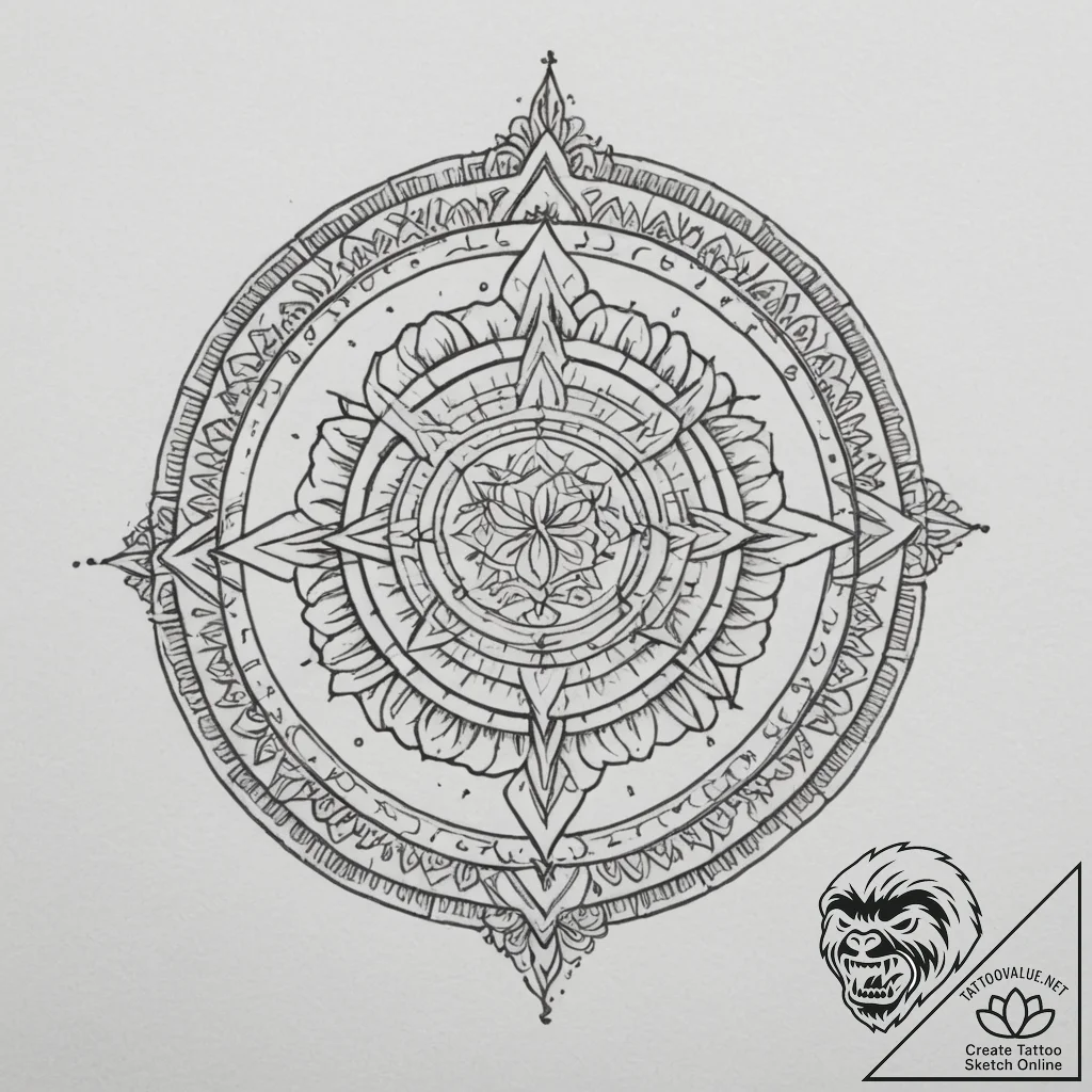 Tattoo sketch a dotwork mandala incorporating... - tattoo sketch (№1755386333_0, 16.08.2025 23:18) — tattoovalue.net