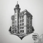 The stark, brutalist architecture of a govern… – tattoo sketch (№1755387917_0, 16.08.2025 23:45) — tattoovalue.net