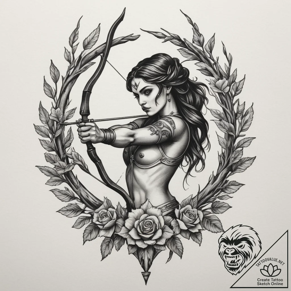 Tattoo sketch a sagittarius archer with a bow... - tattoo sketch (№1755388510_0, 16.08.2025 23:55) — tattoovalue.net