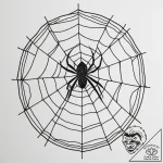A spider in an ornate web on a mirror, ink il… – tattoo sketch (№1755389101_0, 17.08.2025 00:05) — tattoovalue.net