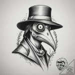 Plague doctor, concept art for tattoo, on a c… – tattoo sketch (№1755389299_0, 17.08.2025 00:08) — tattoovalue.net