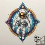 Astronaut floating in the ocean, concept art… – tattoo sketch (№1755390091_0, 17.08.2025 00:21) — tattoovalue.net