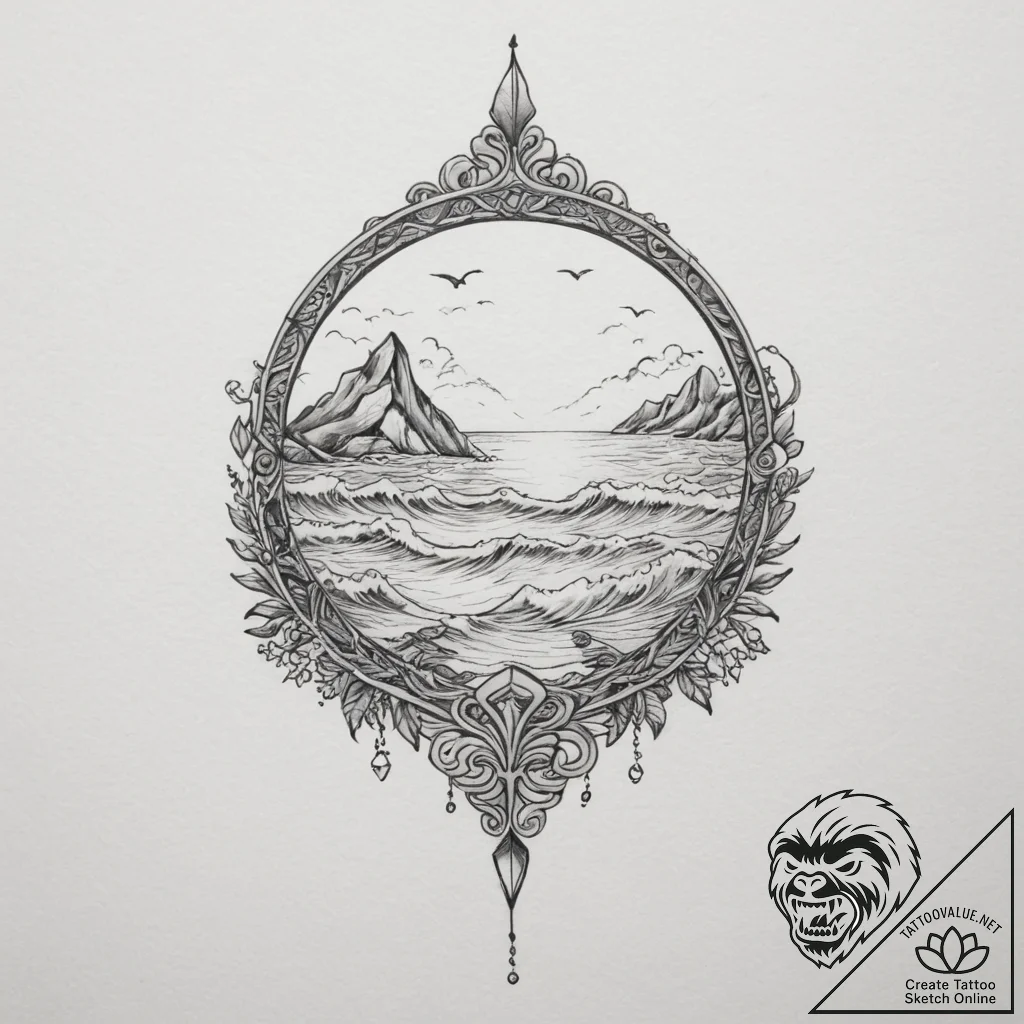 Sea - tattoo sketch (№1755390488_0, 17.08.2025 00:28) — tattoovalue.net