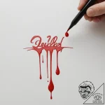 A hand writing with a quill that drips blood – tattoo sketch (№1755390686_0, 17.08.2025 00:31) — tattoovalue.net