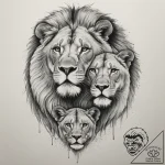 Tattoo design a lion and lioness together, sy… – tattoo sketch (№1755390883_0, 17.08.2025 00:34) — tattoovalue.net