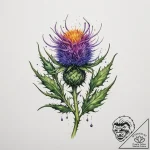 Tattoo design a thistle, prickly and resilien… – tattoo sketch (№1755391279_0, 17.08.2025 00:41) — tattoovalue.net