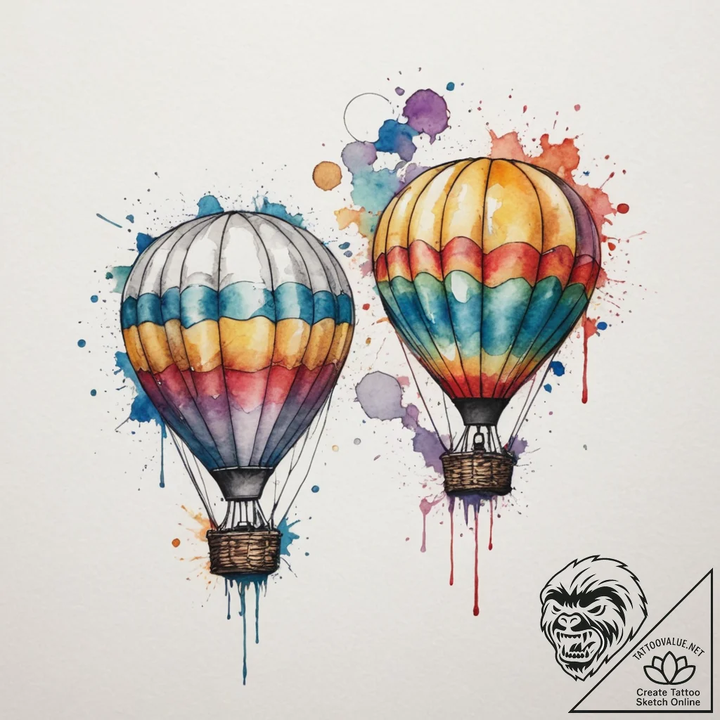 Tattoo sketch two halves of a hot air balloon... - tattoo sketch (№1755391675_0, 17.08.2025 00:47) — tattoovalue.net
