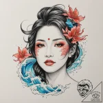 A close-up of a single tear rolling down a pe… – tattoo sketch (№1755392072_0, 17.08.2025 00:54) — tattoovalue.net